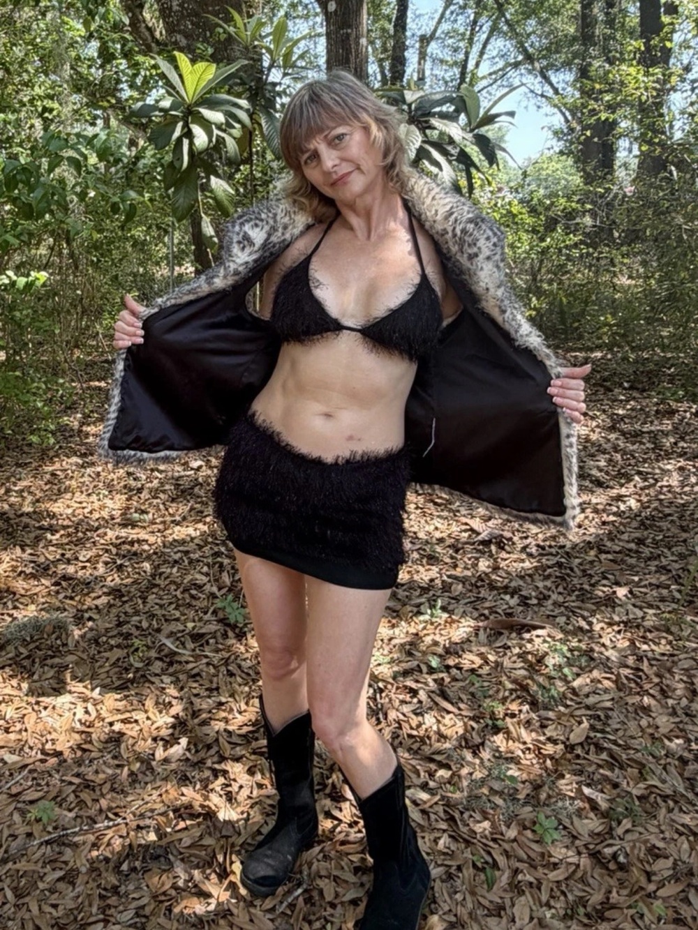Black Fuzzy Two-Piece Set